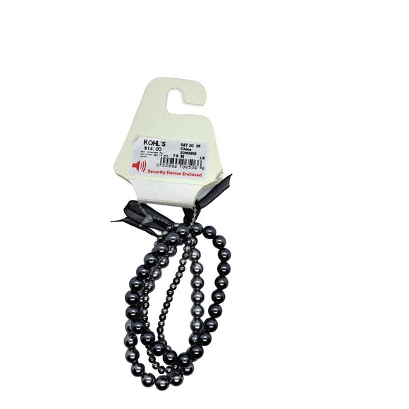 Croft and Barrow Triple strand faux pearl stretch bracelet - Picture 2 of 2